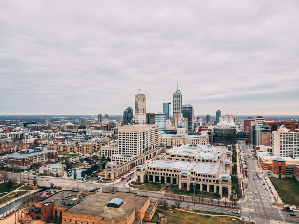 The skyline of downtown Indianapolis, Indiana
