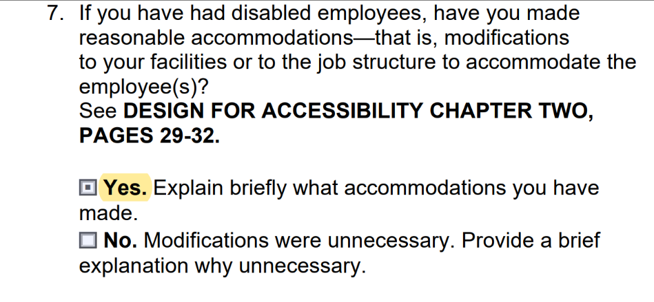 A screenshot of a question from the 504 Evaluation.